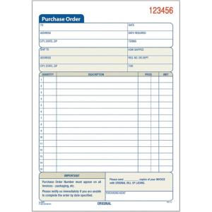 Adams Purchase Order Book, 2-Part Carbonless, White/Canary, 5-9/16 x 8-7/16 Inches, 50 Sets (DC5831)