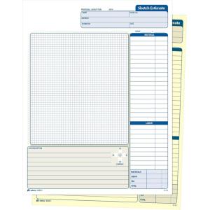 Adams Sketch Estimate Book, Carbonless, 2-Part, White/Canary, 8-3/8 x 11-7/16 Inches, 25 Sets (DC8511)