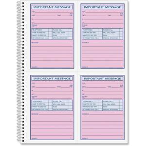 Adams Spiral Bound Phone Message Book, Carbonless Duplicate, 4 Messages per Page, 200 Sets per Book (SC1184D)