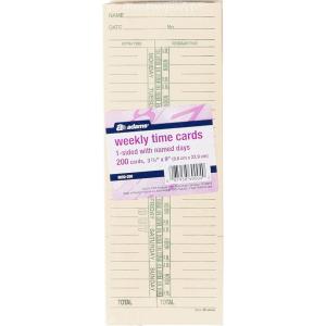 Adams Time Cards, Weekly, 1-Sided, Named Days, 3-3/8″ x 9″, Manila, Green Print, 200-Count (9659-200)(3-3/8″ x 9″)