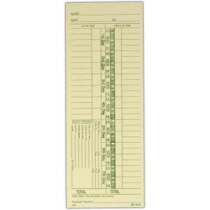 Adams Time Cards, Weekly, 1-Sided, Numbered Days, 3-3/8″ x 9″, Manila, Green Print, 200-Count (9652-200)