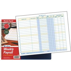 Adams Weekly Payroll Record, 20 Employee Capacity, Spiral Binding, 11 x 8.5 Inches, White, (AFR50)