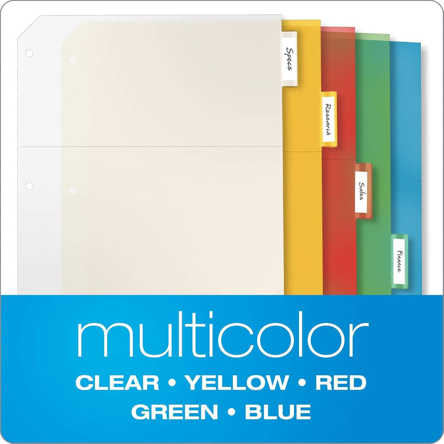 image:imageCardinal Plastic Binder Dividers DoublePocket 5Tab Insertable Multicolor Tabs Letter Size 1 Set 84009