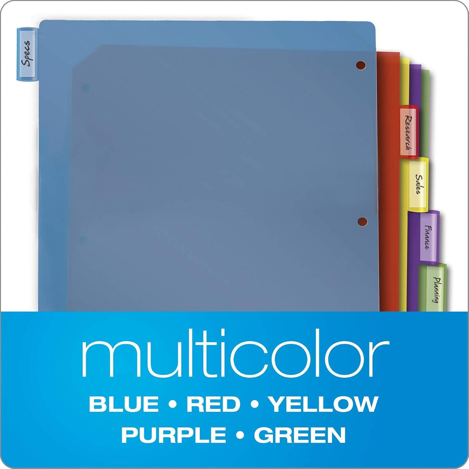 image:imageCardinal Plastic Binder Dividers without Pockets 8Tab Insertable Multicolor Tabs Letter Size 1 Set 84019 812 x 11812 x 11