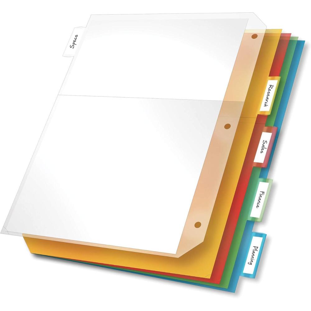 image:imageCardinal Plastic Binder Dividers DoublePocket 5Tab Insertable Multicolor Tabs Letter Size 1 Set 84009