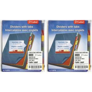 Cardinal Plastic Binder Dividers without Pockets, 8-Tab, Insertable Multicolor Tabs, Letter Size, 1 Set (84019), 8-1/2 x 11(8-1/2 x 11 (Pack of 2))
